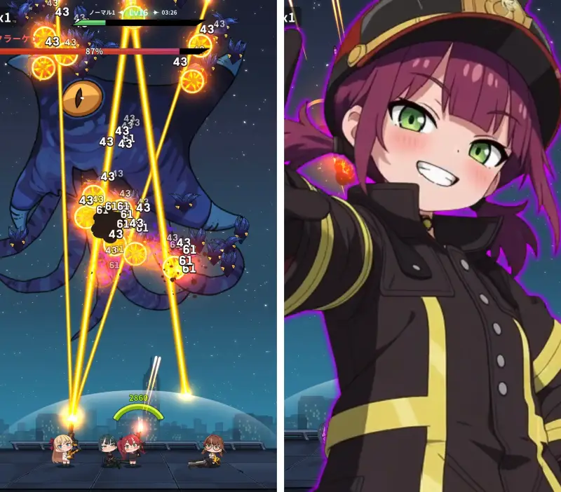 E.D.E.N：最終防衛線のバトル画面