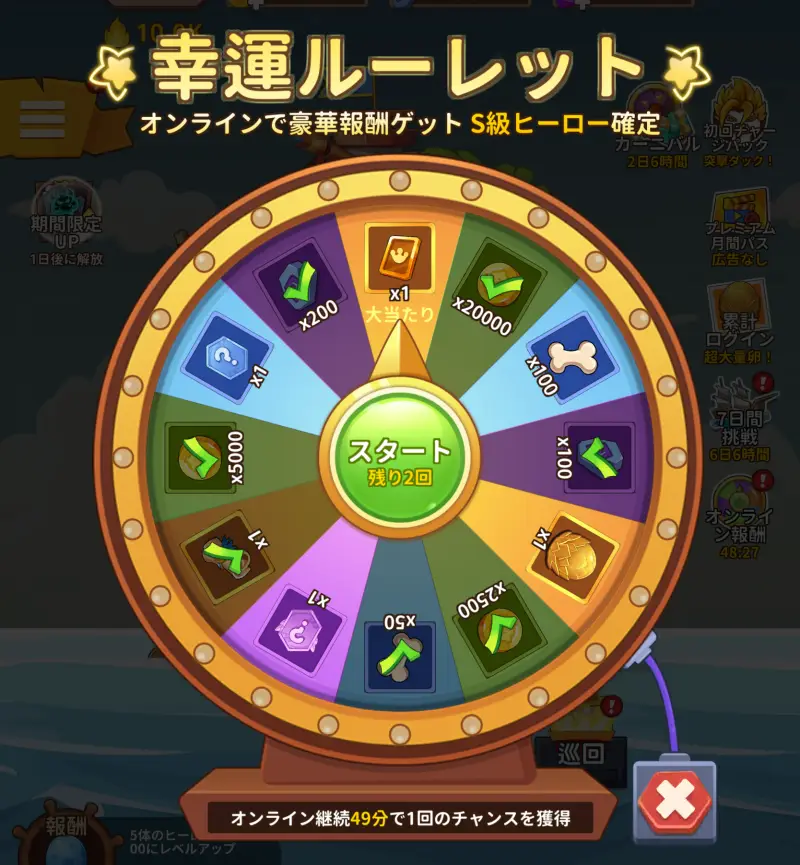 ダックスクワッドの幸運ルーレット