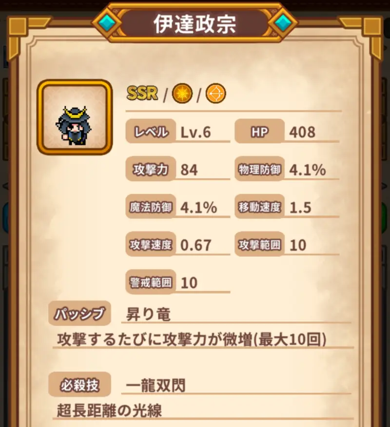 ドット戦記の伊達政宗