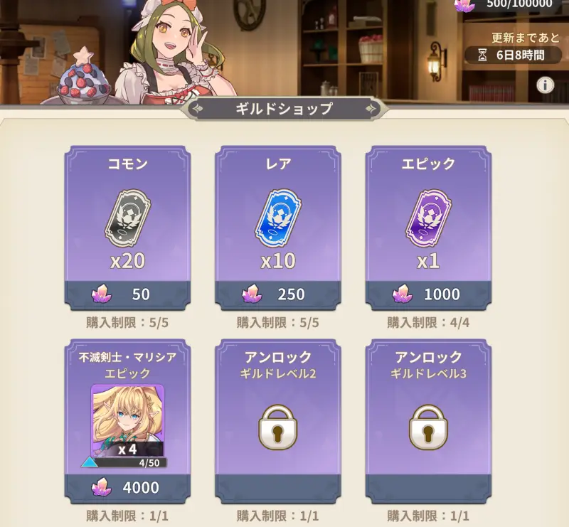 エイドロン・クロスのギルドショップ