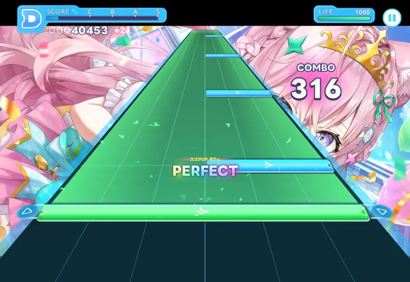 ホロライブドリームスのリズムゲーム画面2